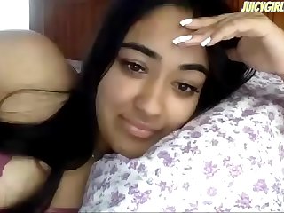 Desi girl live from bed  www.JuicyGirlCams.com